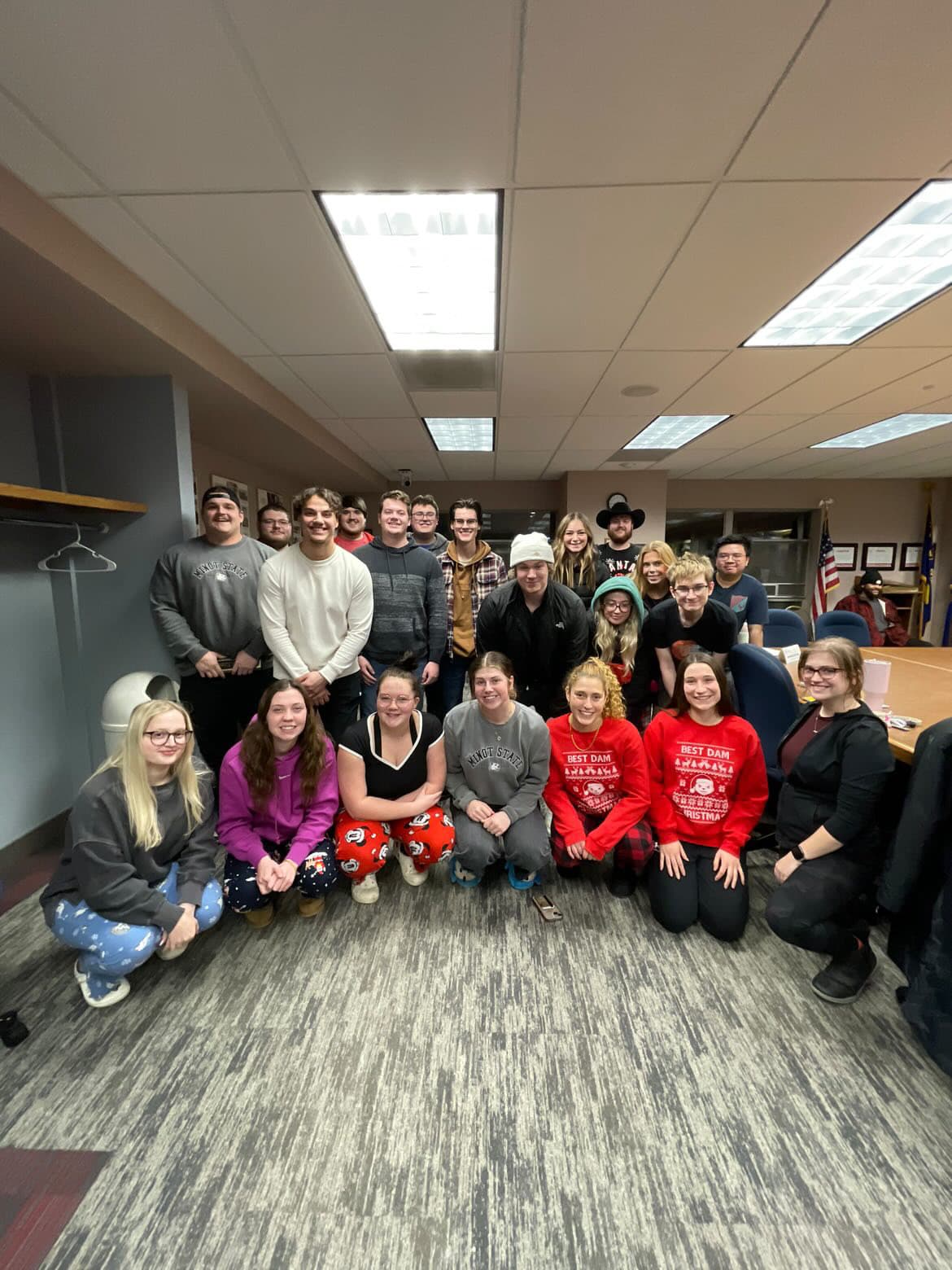 Minot State University Student Government group photo during Christmas